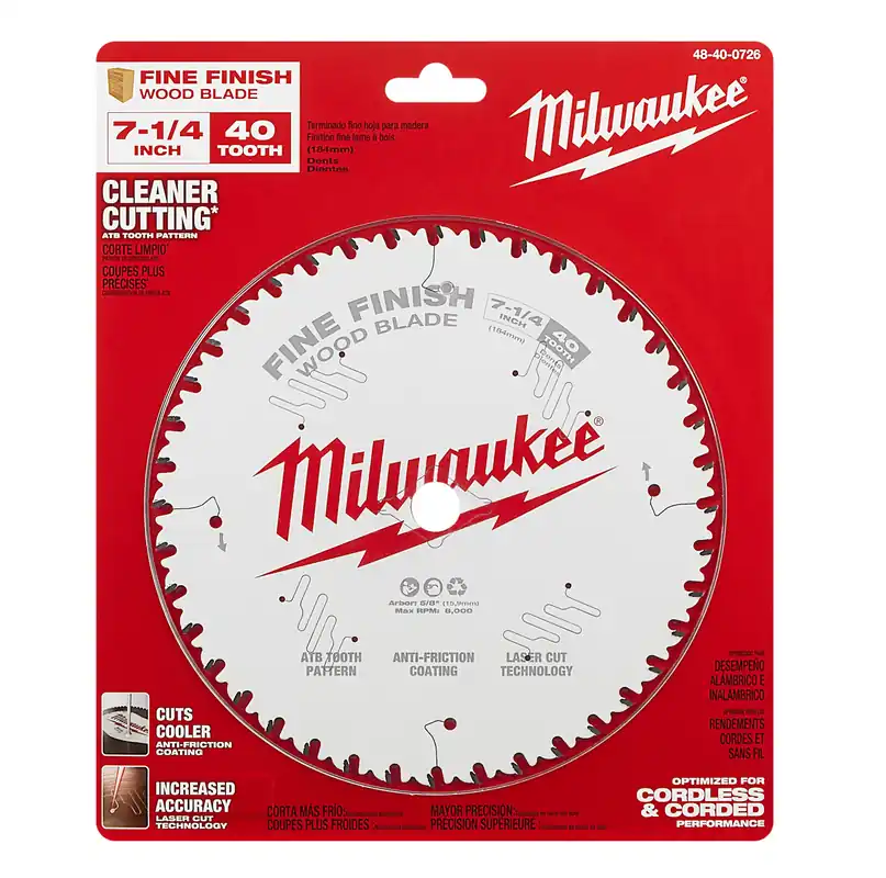 SK0497648-US20260702-105043-0 Milwaukee 48400726 7-1/4 40T Fine Finish Circular Saw Blade - Image 1
