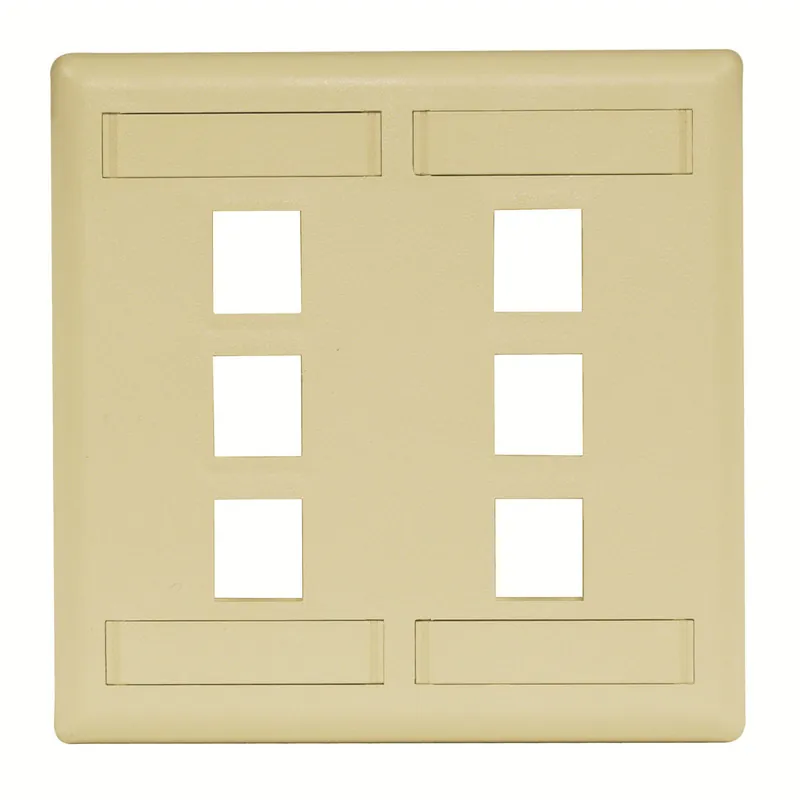 Hubbell IFP26EI HUB Plate, Min Pkg/10 Wall, Flush, 2-G, 6 Port