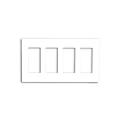 Leviton 80312-SW 4-Gang Decora Plus Wallplate Screwless Snap-On Mount White