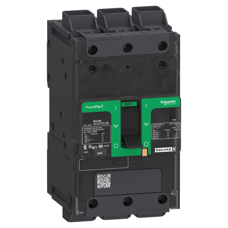 Square D BDL36015 Circuit Breaker, PowerPacT B, 15A, 3 Pole, 600Y/347VAC, 14kA