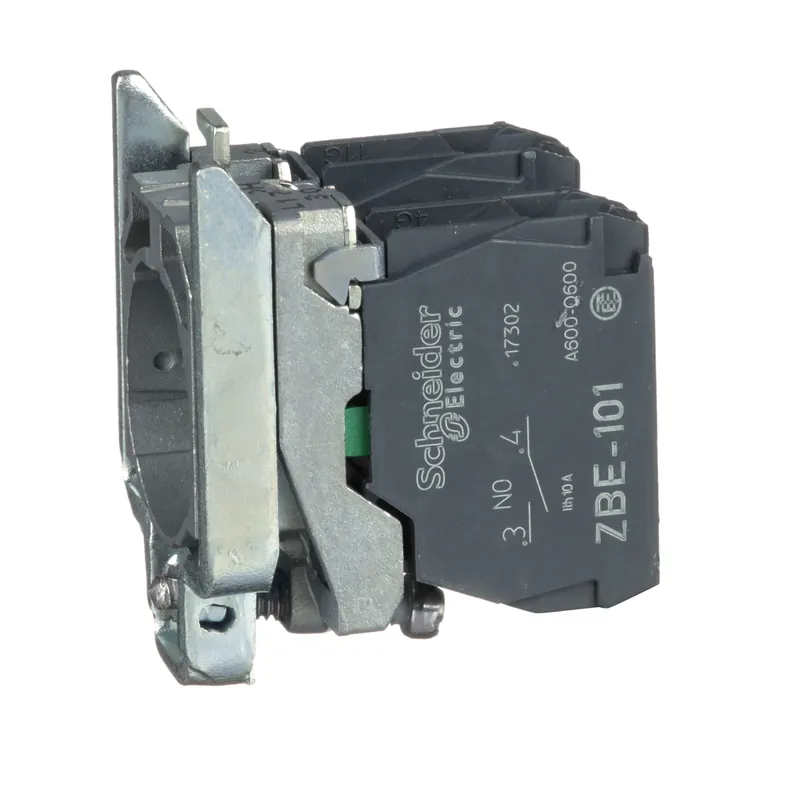 Schneider Electric ZB4BZ103 Harmony, 22mm Push Button, XB4B Operators, Contact Block w/ Mounting Collar, 2 NO, Screw Clamp Terminal