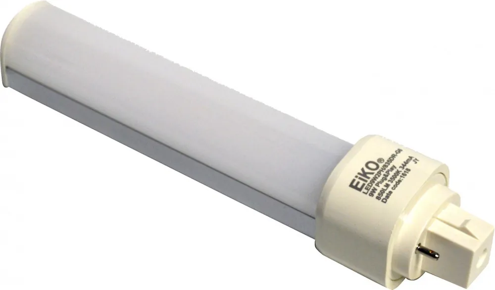 EIKO LED9W2PH/830DR-G6 - LED Magnetic ballast compatible 2pin CFL 9W-900lm Horiz G24d Base