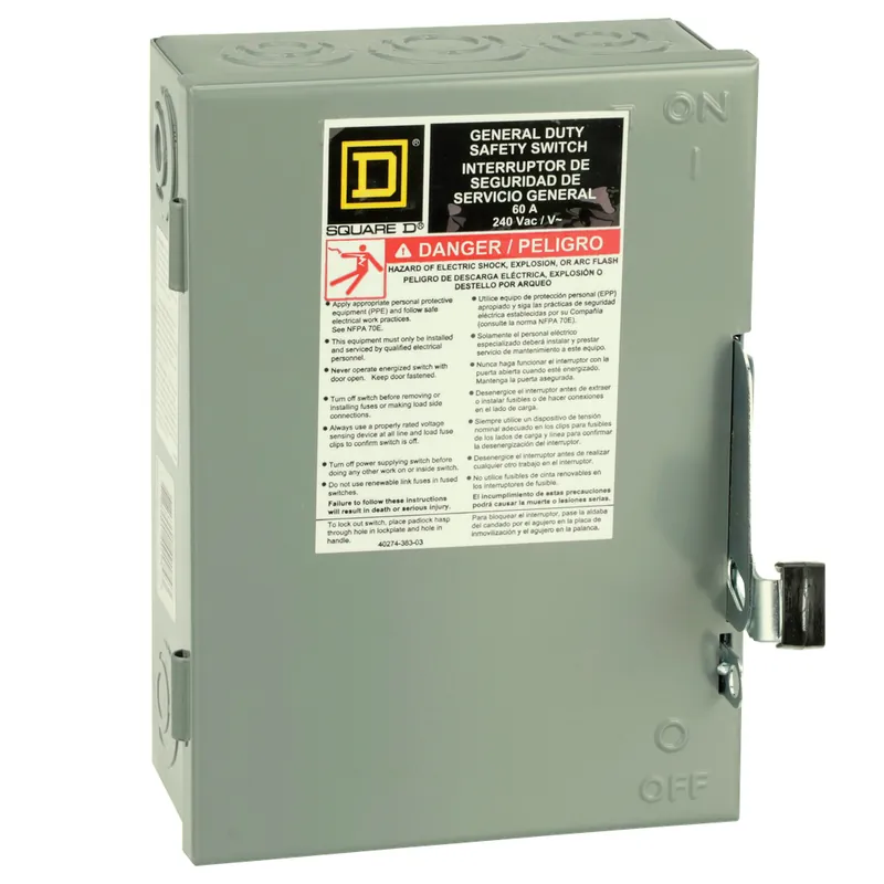 Square D DU322 Safety switch Not-Fusible GD 240V 60A 3P NEMA-1