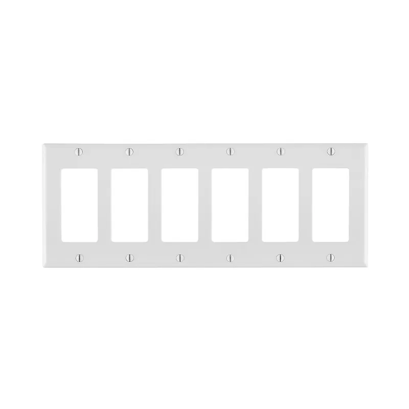 Leviton 80436-W 6-Gang Decora Wallplate Standard Size Thermoset White