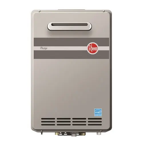 SK0498670-US20260702-105043-0 Rheem RTGH-95XLP Prestige 3.8 to 9.5 GPM Condensing Tankless LP Gas Water Heater, Outdoor, 11000 - 199900 BTU/H - Image 1