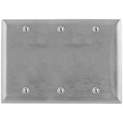 Hubbell SS33 Wallplate, Blank, Standard, 3-Gang, Box Mount