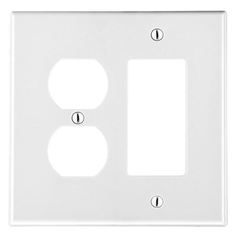 Hubbell P826W Wallplate 2-G 1) DUP 1) DEC WH
