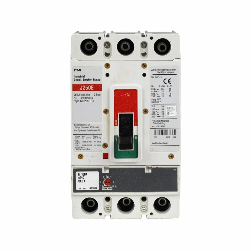 SK0499197-US20260702-105043-0 Eaton JGE3150FAG Type JGE Molded Case Circuit Breaker 600 VAC 150 A 18/25/65 kA Interrupt 3 Poles - Image 1