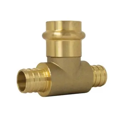 SK0499255-US20260702-105043-0 Nibco H-16854W Webstone H-x685W Series 1 inch x 1 inch x 1 inch PEX Crimp x PEX Crimp x Press Lead-Free DZR Brass Transition Tee - Image 1