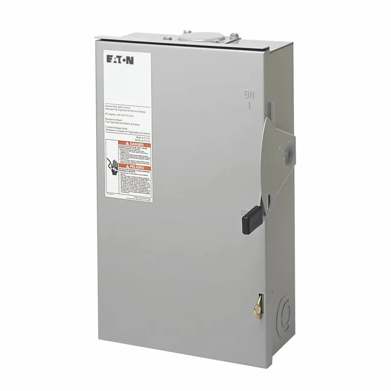 SK0499443-US20260702-105043-0 Eaton DG322URB DG Series Non-Fusible Rainproof General Duty Safety Switch, 240 VAC, 60 A, 10 hp, 15 hp, TPST Contact, 3 Poles - Image 1