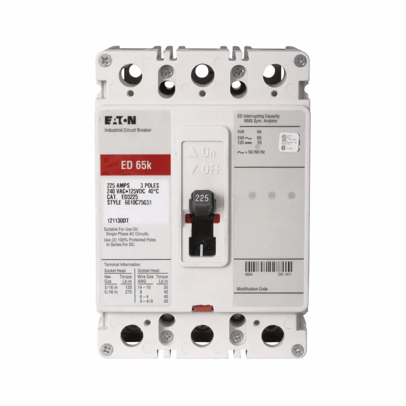 Eaton ED3100 Series C F Frame Molded Case Circuit Breaker 100 A 3 Pole