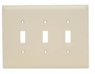 Legrand TPJ3-LA Pass & Seymour Jumbo Three Gang Wall Plate, Toggle Switch
