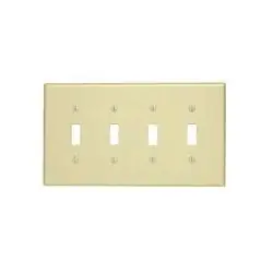 SK0499861-US20260702-105043-0 Leviton PJ4-T 4-Gang Toggle Switch Wallplate Midway Size Light Almond - Image 1