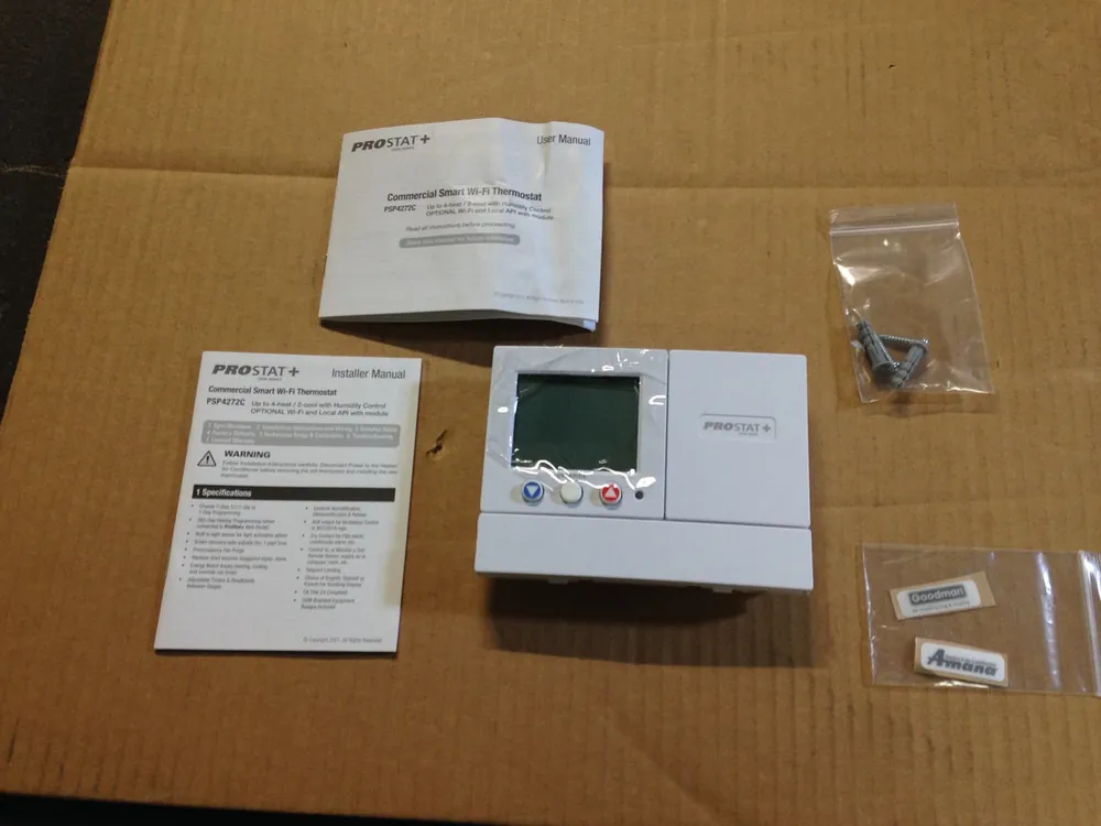 SK0501609-US20260702-105043-0 7-DAY COMMERCIAL PROGRAMMABLE DIGITAL THERMOSTAT W/HUMIDITY CONTROL, 4-HEAT/2-COOL, 20-28 VAC - Image 1