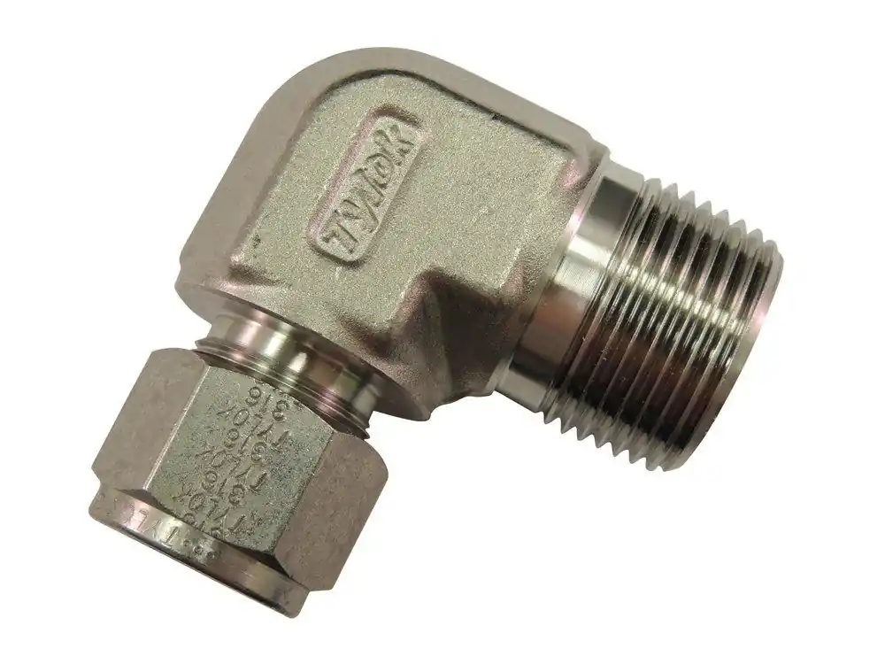 SK0501986-US20260702-105043-0 Tylok B-4-DME-2 CBC-Lok 1/4 x 1/8 in. OD Tube x MPT 90 Degree Brass Reducing Elbow - Image 1