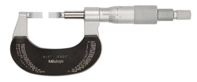 Mitutoyo 122-125-10 MTI 0-1 Blade Mic .0001 Grads Type A Steel .030x.256