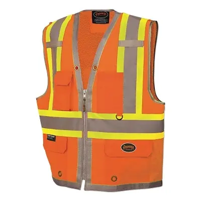 Pioneer V1010250U-M 6672U/6673U HV 300D Oxford w/Mesh Back Surveyor Vest Medium Orange