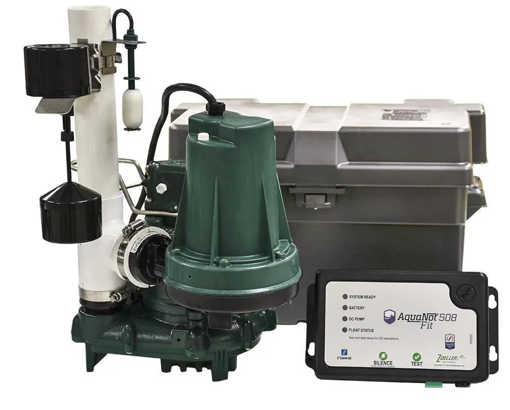 SK0502395-US20260702-105043-0 Zoeller 508-0015 Aquanot Fit 508 1/3 HP 115V Pre-Assembled Cast Iron Submersible Sump Pump (M53) with 12V Battery Backup and WiFi - Image 1