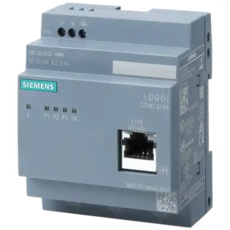 Siemens 6GK71771MA200AA0 LOGO! CSM 12/24 3-Pole Compact Switch Module With Unmanaged Switch, Ethernet System, RJ-45 Fiber Connectors, (4) RJ-45 Copper Connectors