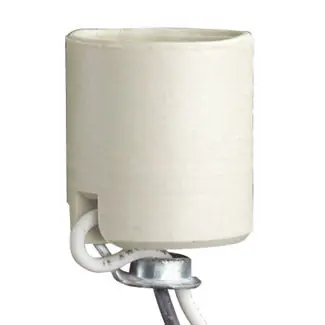 SK0504087-US20260702-105043-0 Leviton 8052-8 Medium Base One-Piece Keyless Incandescent Unglazed Porcelain Lampholder Bracket Mount Single Circuit Back Wired White - Image 1