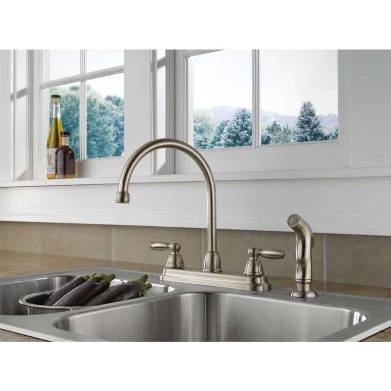 SK0504256-US20260702-105043-0 Peerless Faucet P299575LF-SS Claymore Two Handle Kitchen Faucet with Side Spray Stainless Steel - Image 1