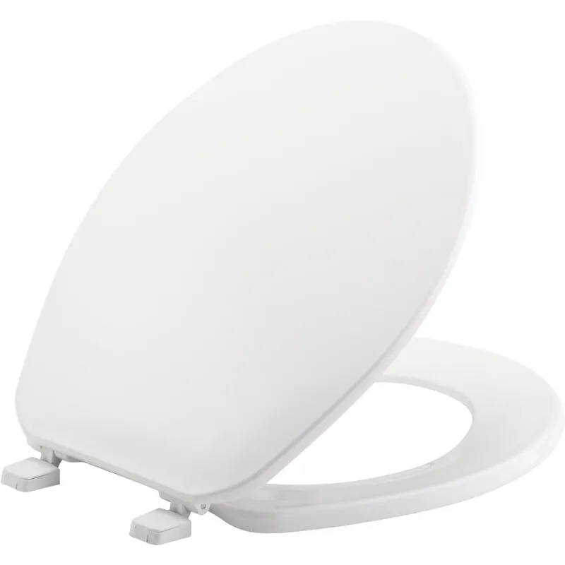 Bemis 70000 Plastic Toilet Seat With Cover, Round Closed Front, Top-Tite Hinge, White