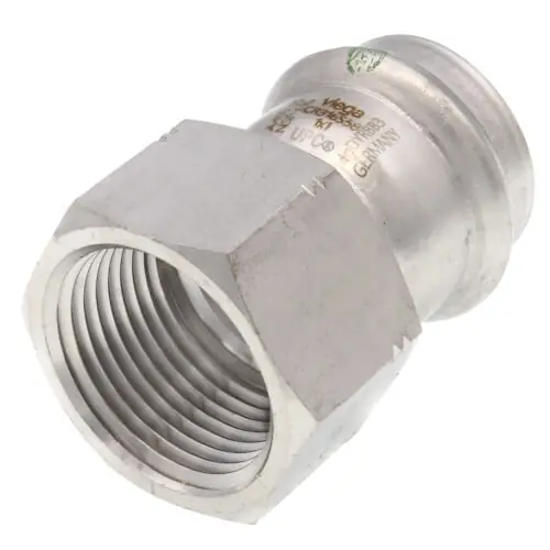SK0504875-US20260702-105043-0 Viega 80100 1 Female ProPress 316 Stainless Steel Adapter - Image 1