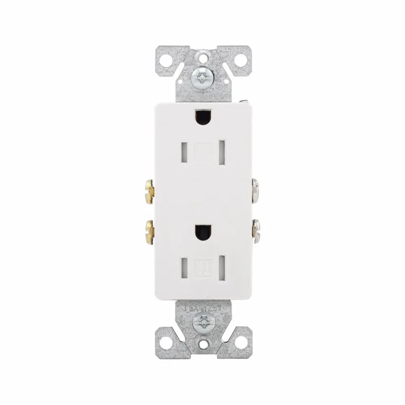 EATON TR1107W-BOX TR1107 Decorator Duplex Tamper-Resistant Straight Blade Receptacle 125 VAC 15 A 2 Poles 3 Wires