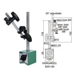 SK0505896-US20260702-105043-0 Insize 6201-60 Mag Base W/Fine Adj (132 LB Pull) - Image 1