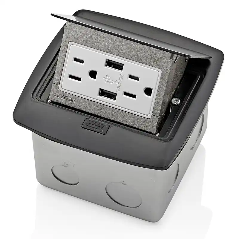 Leviton PFUS1-MB Pop-Up Floor Box w/ 15A Duplex USB Charger