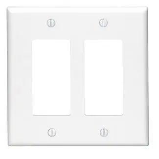 Leviton 80609-W 2-Gang Decora Wallplate Midway Size White