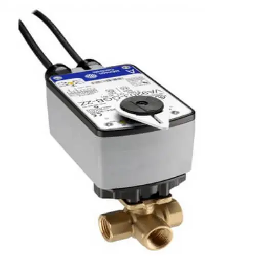 SK0506224-US20260702-105043-0 Johnson Controls VG1841BG923BUA 3/4 NPT 3-Way Brass Valve w/ VA9203 85 to 264V On/Off Actuator - Image 1