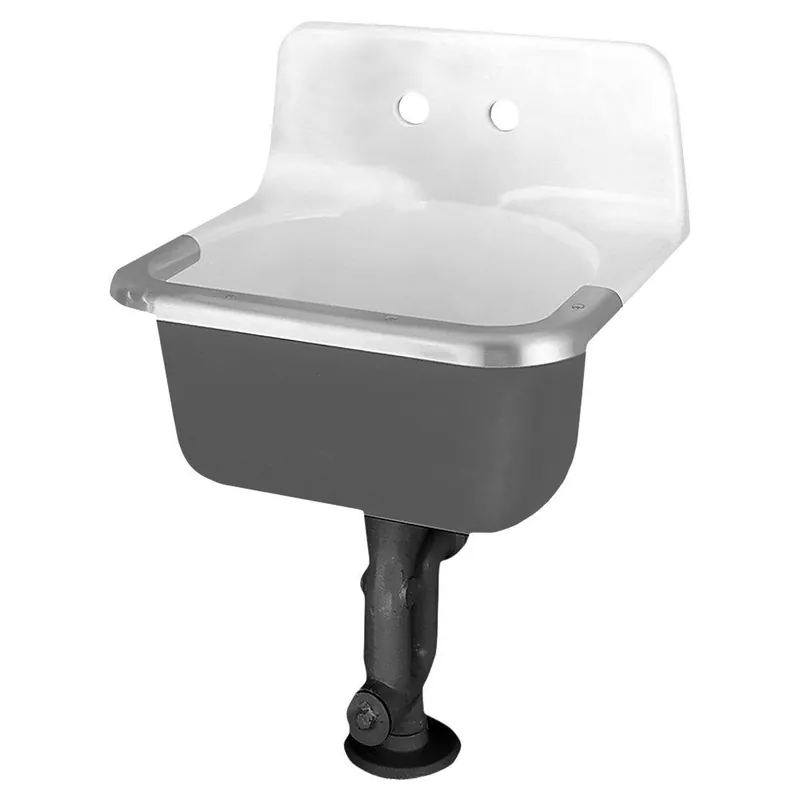 SK0506777-US20260702-105043-0 American Standard 7695008.020 Akron Wall-Hung Cast Iron Service Sink with 8 Faucet Holes and Rim Guard in White - Image 1