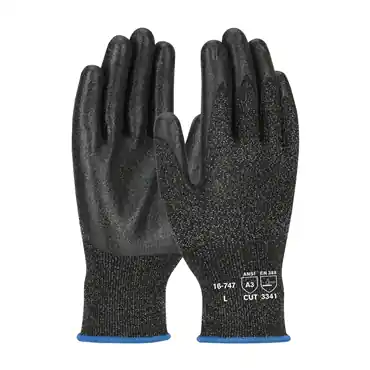 PIP 16-747/L Black Knit Wrist Cuff PVC Large Cut-Resistant Gloves