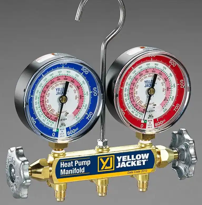 Yellow Jacket 42044 R-22/R-407C/R-410A, 800 PSI, Forged, Brass, Charging System Heat Pump Manifold