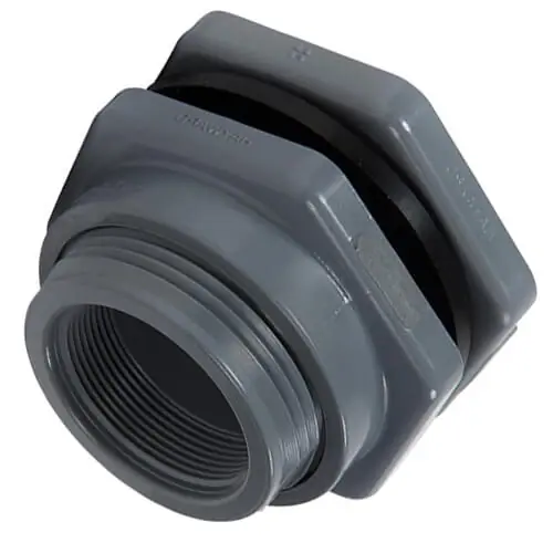 Hayward BFAS1010CES 1 PVC Bulkhead Fitting w/EPDM Gasket (Socket x Thread)