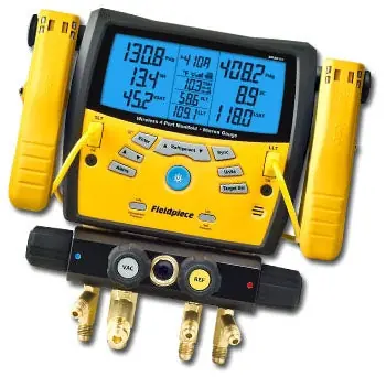SK0507860-US20260702-105043-0 Fieldpiece SMAN460 3/8 Port, 1/4 x 3/8 MPT, 0 to 580 PSIG, 4-Port, Digital Manifold - Image 1