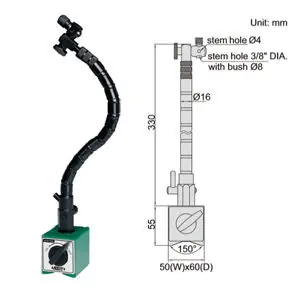 Insize 6207-80A Flex Arm Magnetic Base 176 LB Pull