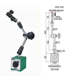 SK0508775-US20260702-105043-0 Insize 6210-80E Universal Magnetic Stand W/Fine Adjustment (176LB Pull) - Image 1