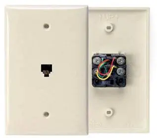 Leviton 40539-PMI Midsize Telephone Wall Jack 6P4C Ivory