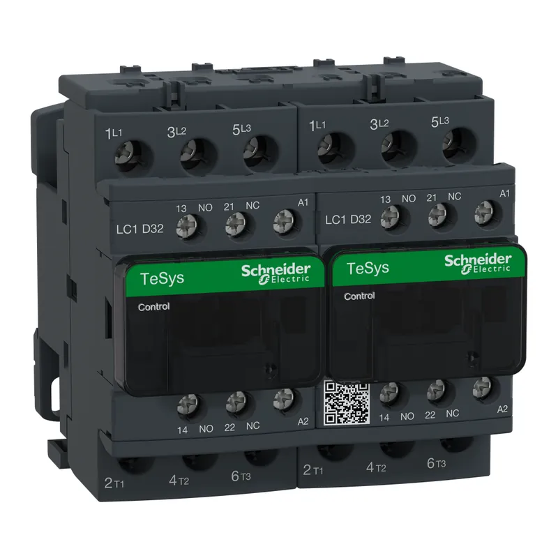 Schneider Electric LC2D32G7 Square D 575 VAC 32 Amp 3-Pole 1NO 1NC Screw Terminal Full Voltage Reversing IEC Contactor
