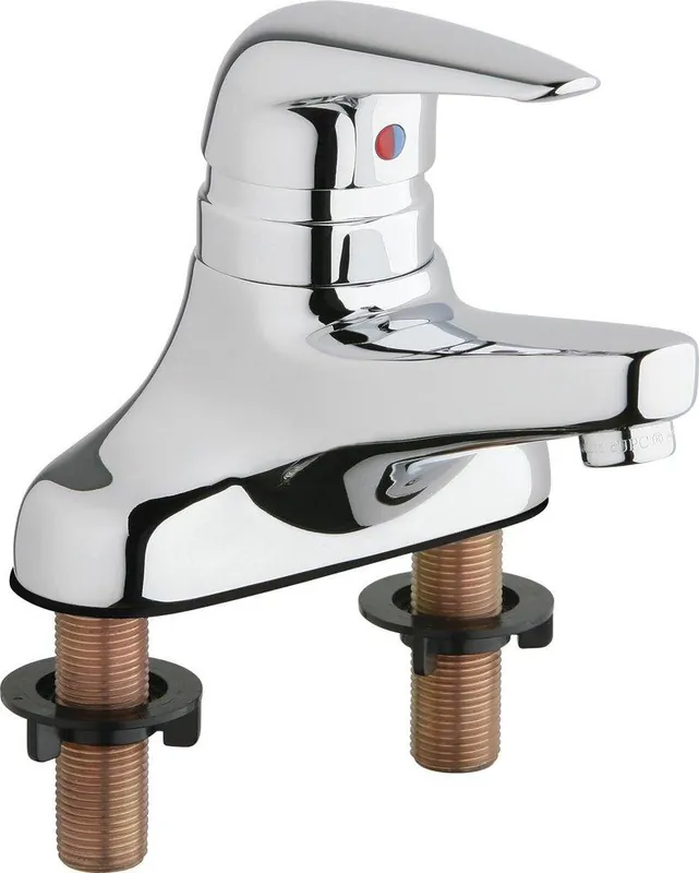 Chicago Faucets 420-ABCP Single Handle Centerset Bathroom Sink Faucet in Chrome