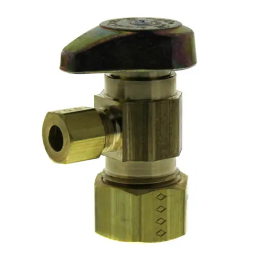 Brasscraft G2CR09XR 1/4-Turn Water Stop, Angle Valve, 1/2 Inch Nominal Compression x 1/4 Inch OD Compression