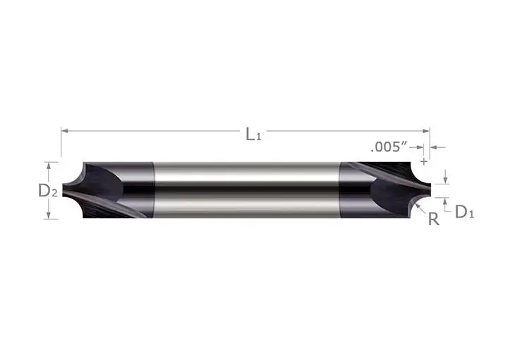 Harvey Tool 17040 Corner Rounding End Mill 3/16 in Diameter Cutter 2 in Overall Length Uncoated