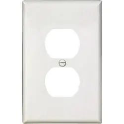 EATON PJ8W Mid-Size Duplex Wallplate, 1-Gang, Polycarbonate, White