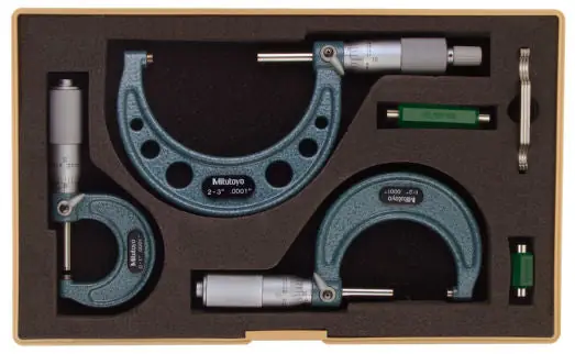 SK0512883-US20260702-105043-0 Mitutoyo 103-922 0-3 OD MIC Set 0.0001 W/2 Standards - Image 1