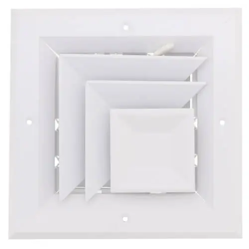 Hart & Cooley 50720 6 x 6 (Wall Opening Size) White Ceiling Diffuser