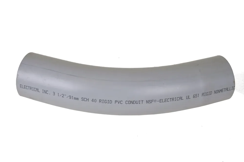 IPEX 068608 3-1/2 Inch Schedule 40 PVC 45 Degrees Plain End Standard Radius Rigid Conduit Elbow