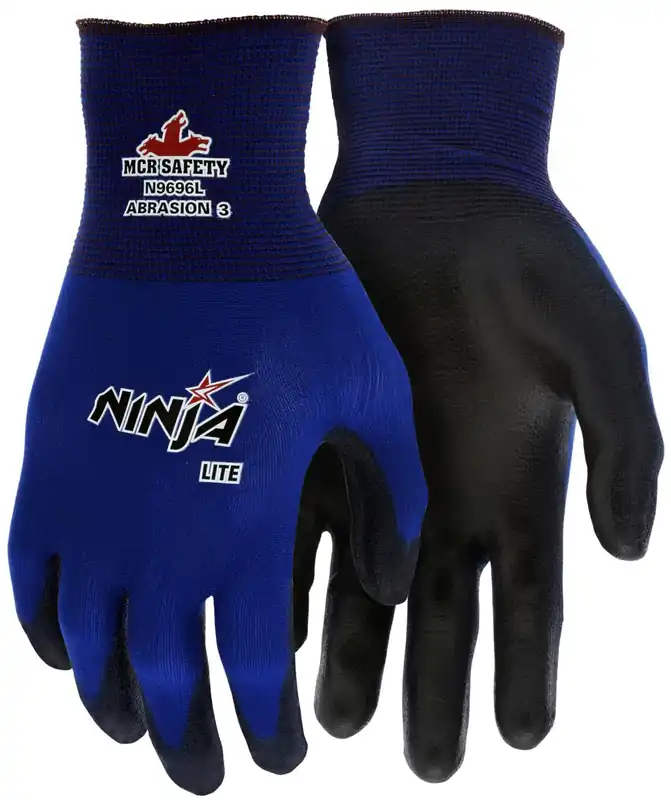 SK0513823-US20260702-105043-0 MCR Safety N9696M Ninja Lite Gloves, 18 Gauge Nylon Shell, Polyurethane Palm/Fingertips, 12 Pairs - Image 1