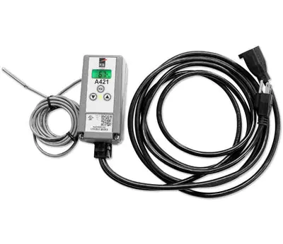 JOHNSON A421ABG-02C Electronic Single Stage Temperature Control 120/240 Vac UL Type 1 IP20 SPDT with 12 Amp Power Cord 2m Temperature Sensor -40 F to 212 F Replaces A419ABG-3C